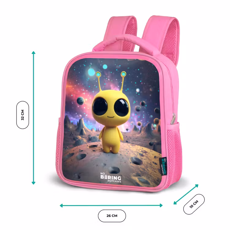 Vrolijk buitenaards wezentje Kinderrugzak - Roze middel -productfoto_formaten