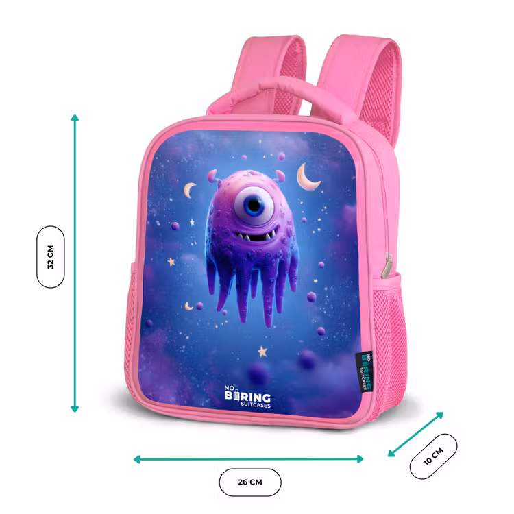 Vrolijk paarsoog in de ruimte Kinderrugzak - Roze middel -productfoto_formaten