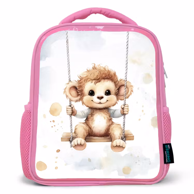 Aap - Dier - Kinderen Kinderrugzak - Roze middel -3d