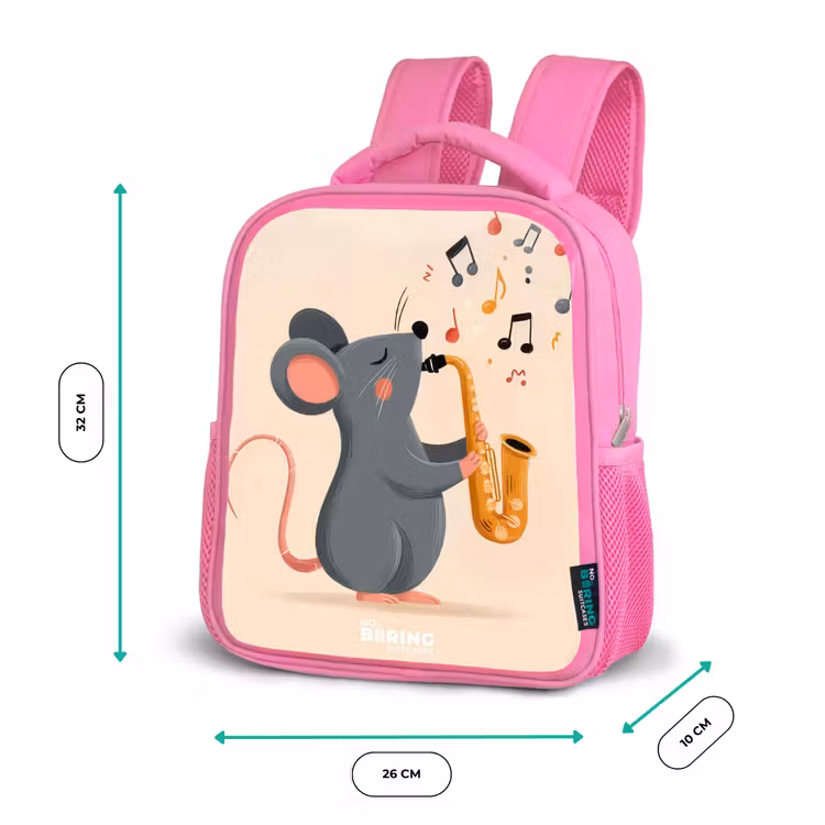 Muis - Saxofoon - Muziek Kinderrugzak - Roze middel -productfoto_formaten
