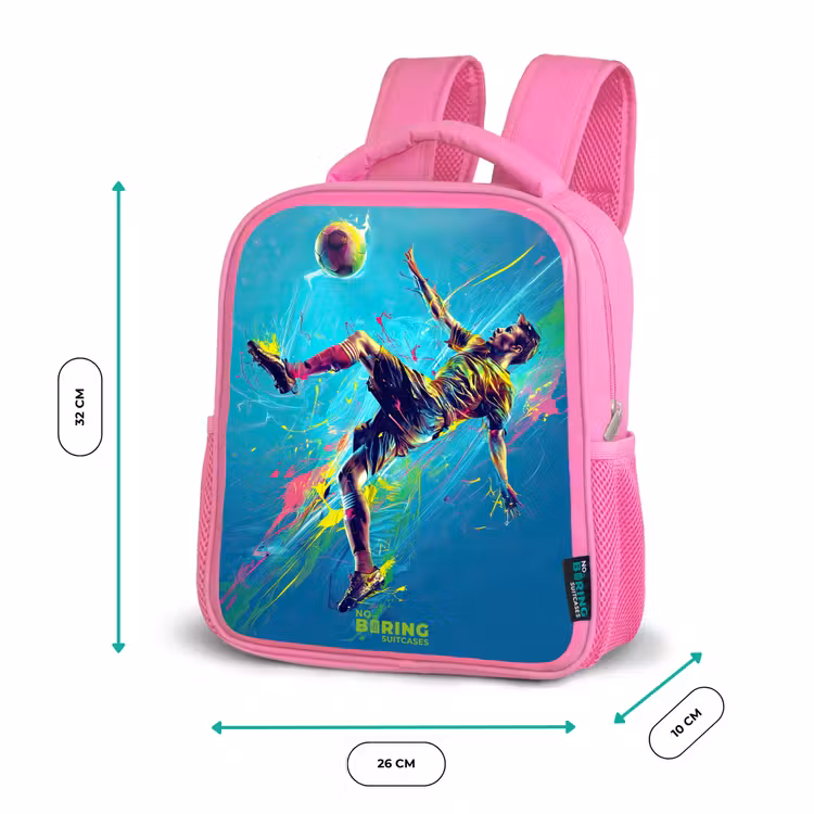 Neon - Voetbal - Schop - Kleurrijk Kinderrugzak - Roze middel -productfoto_formaten