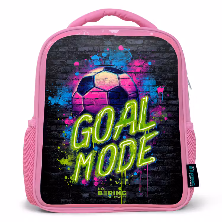 Neon - Graffiti - Voetbal - Kleurrijk Kinderrugzak - Roze middel -3d