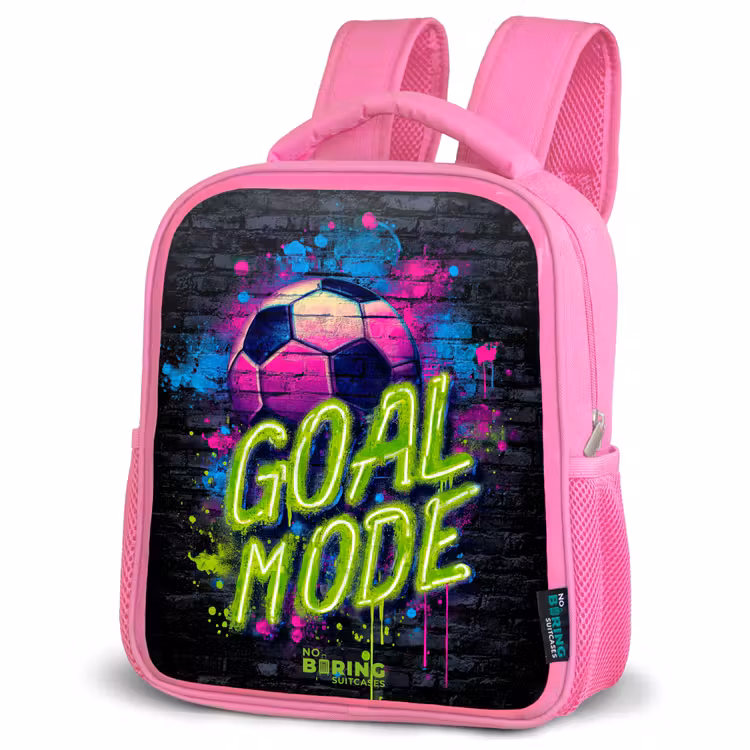 Neon - Graffiti - Voetbal - Kleurrijk Kinderrugzak - Roze middel -schuin
