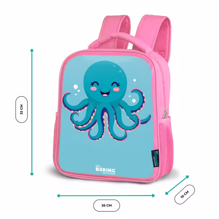 Octopus - Water - Blauw Kinderrugzak - Roze middel -productfoto_formaten