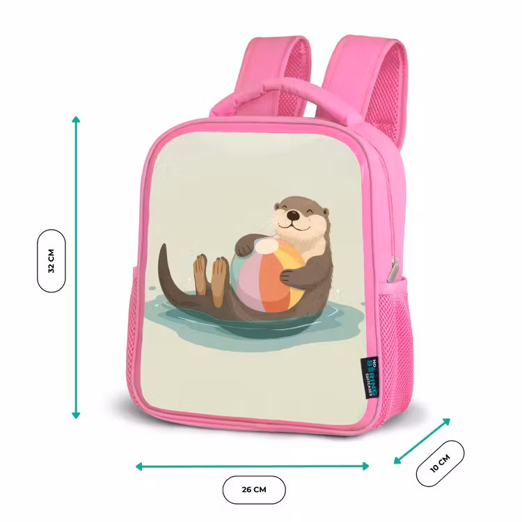 Otter - Strandbal - Kleurrijk Kinderrugzak - Roze middel -productfoto_formaten