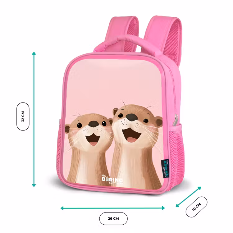 Otters - Lachen - Roze - Illustratie Kinderrugzak - Roze middel -productfoto_formaten