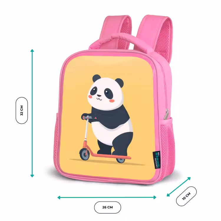 Panda - Step - Geel Kinderrugzak - Roze middel -productfoto_formaten