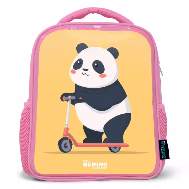 Panda - Step - Geel Kinderrugzak - Roze middel -3d
