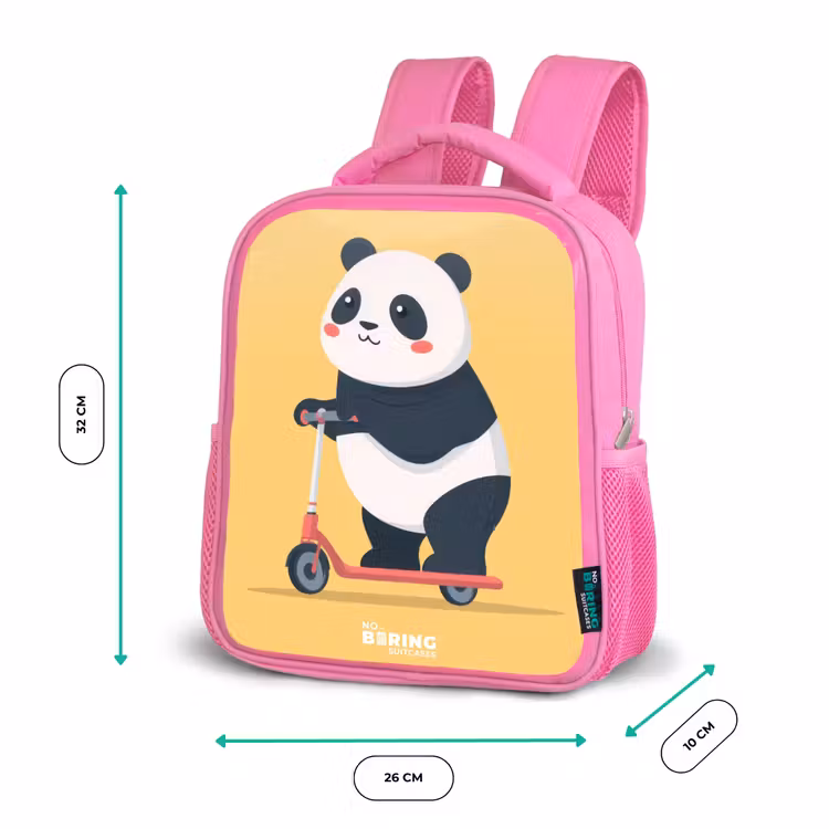Panda - Step - Geel Kinderrugzak - Roze middel -productfoto_formaten