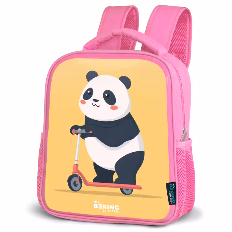 Panda - Step - Geel Kinderrugzak - Roze middel -schuin