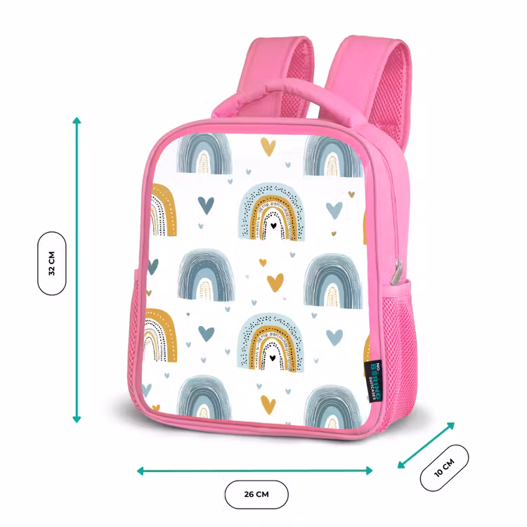 Patroon - Regenboog - Hartjes Kinderrugzak - Roze middel -productfoto_formaten