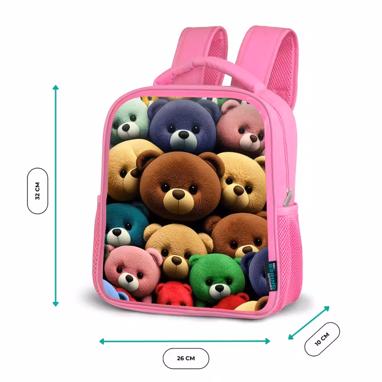 Bonte Berenbende Kinderrugzak - Roze middel -productfoto_formaten