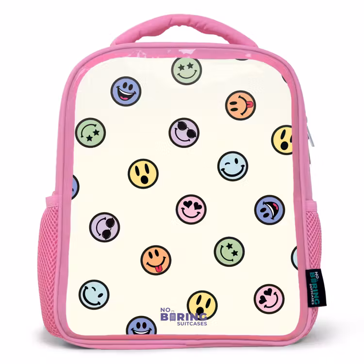 Speelse smiley-mix Kinderrugzak - Roze middel -3d