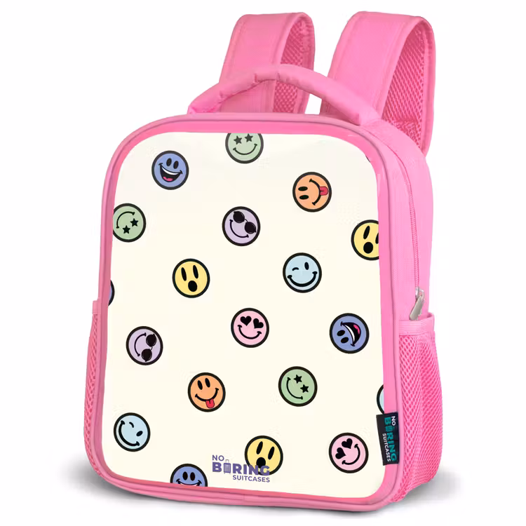 Speelse smiley-mix Kinderrugzak - Roze middel -schuin