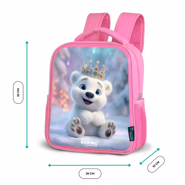 IJsbeer - Kroon - Winter Kinderrugzak - Roze middel -productfoto_formaten