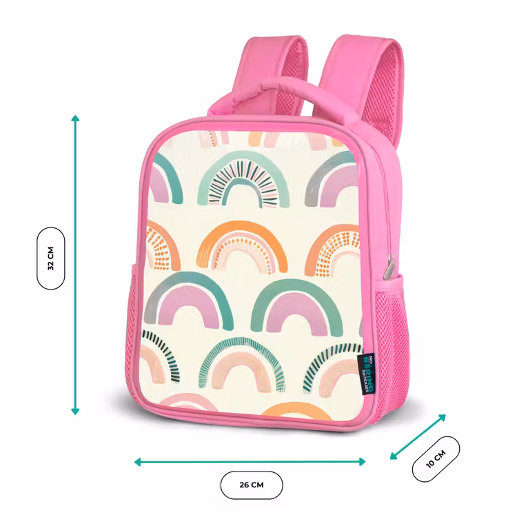 Regenboog - Pastel - Patroon Kinderrugzak - Roze middel -productfoto_formaten