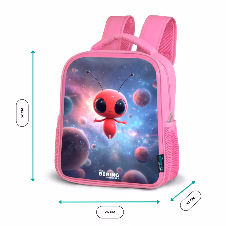 Rood Ruimtewezen in Kosmische Dans Kinderrugzak - Roze middel -productfoto_formaten