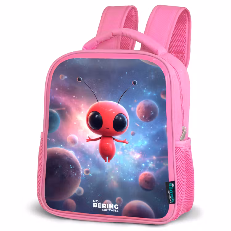 Rood Ruimtewezen in Kosmische Dans Kinderrugzak - Roze middel -schuin