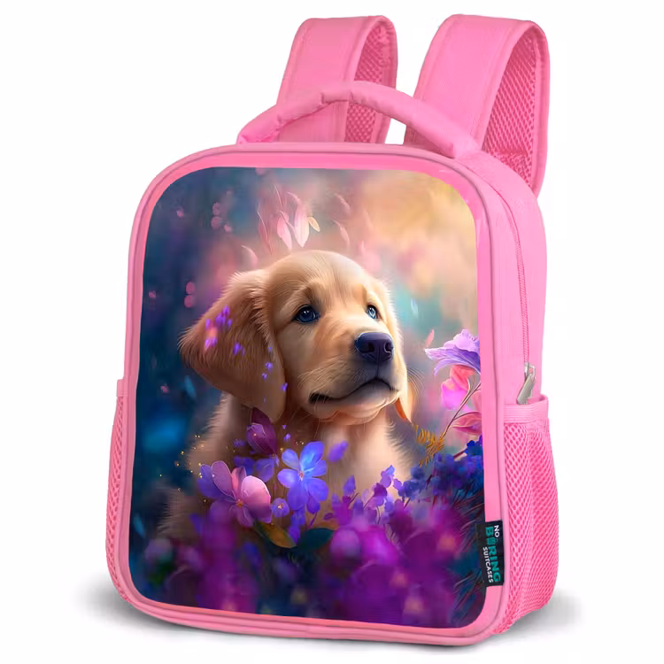 Rudy Retriever Kinderrugzak - Roze middel -schuin