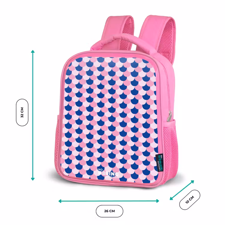 Schubben - Patroon - Blauw - Roze Kinderrugzak - Roze middel -productfoto_formaten