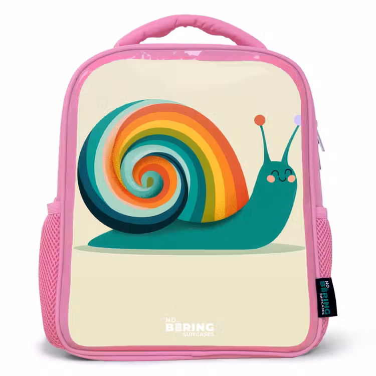 Slak - Regenboog - Kleurrijk Kinderrugzak - Roze middel -3d