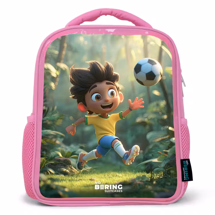 Voetbal - Jongen - Bos Kinderrugzak - Roze middel -3d