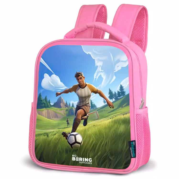 Voetbal - Jongen - Goal - Voetbaltenue Kinderrugzak - Roze middel -schuin