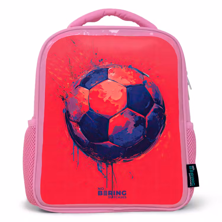 Voetbal - Verf - Blauw - Rood Kinderrugzak - Roze middel -3d