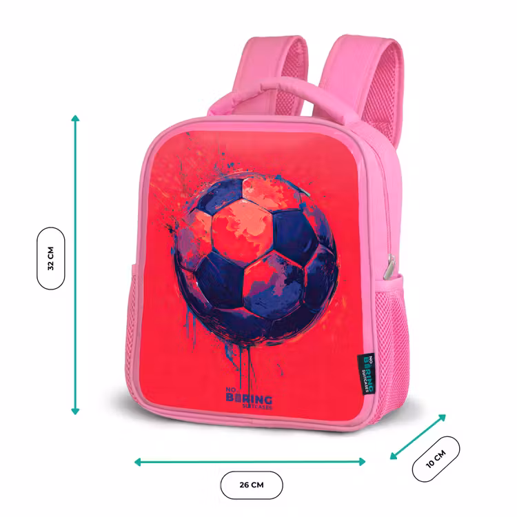 Voetbal - Verf - Blauw - Rood Kinderrugzak - Roze middel -productfoto_formaten