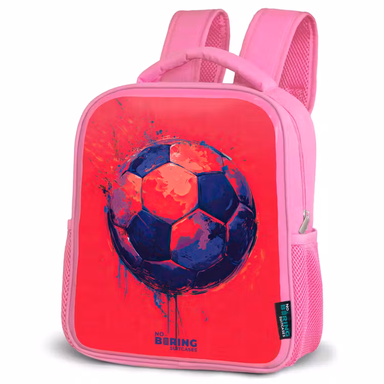 Voetbal - Verf - Blauw - Rood Kinderrugzak - Roze middel -schuin