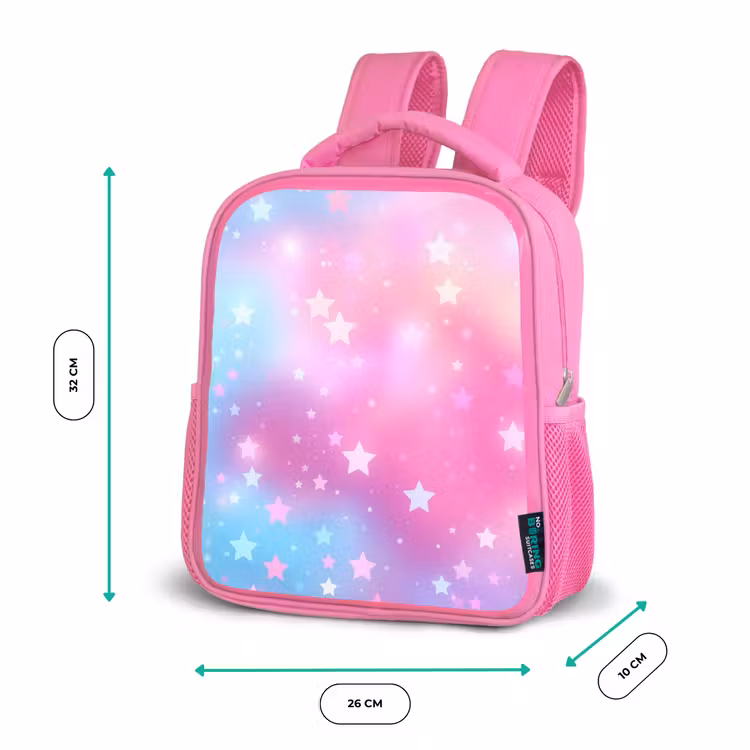 Sterren - Roze - Blauw Kinderrugzak - Roze middel -productfoto_formaten