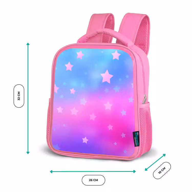Sterren - Roze - Blauw Kinderrugzak - Roze middel -productfoto_formaten