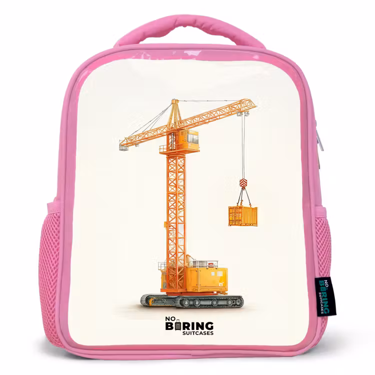 Torenkraan - Getekend - Oranje Kinderrugzak - Roze middel -3d