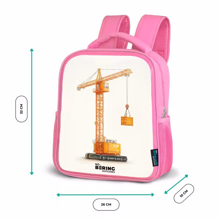 Torenkraan - Getekend - Oranje Kinderrugzak - Roze middel -productfoto_formaten