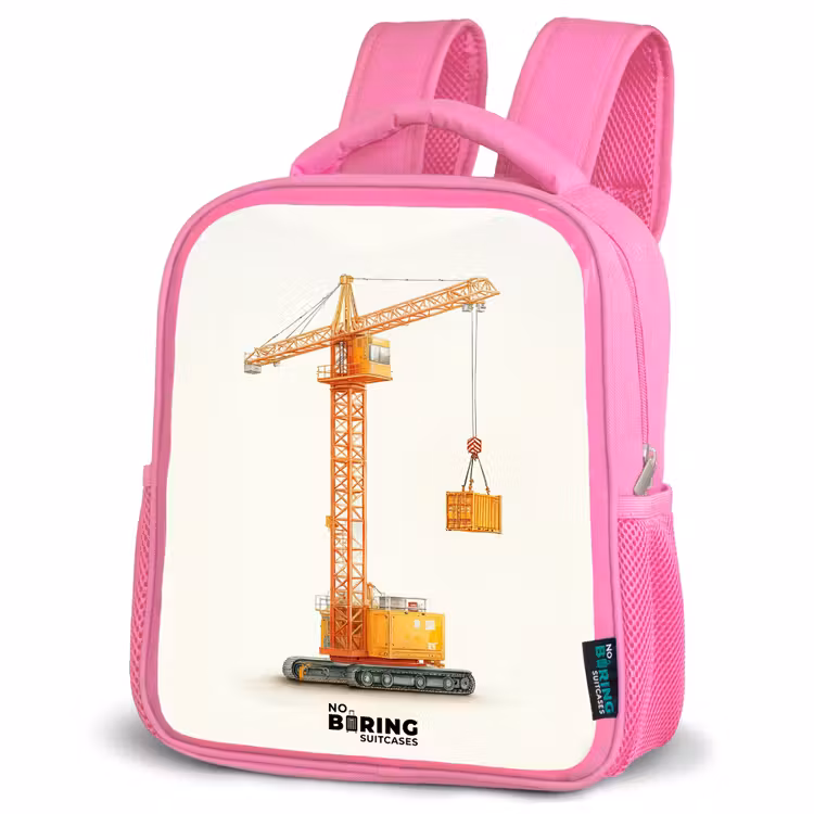 Torenkraan - Getekend - Oranje Kinderrugzak - Roze middel -schuin