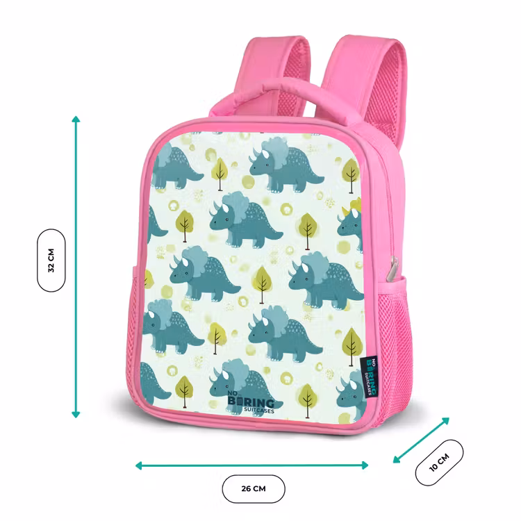 Triceratopsen tussen boompjes Kinderrugzak - Roze middel -productfoto_formaten
