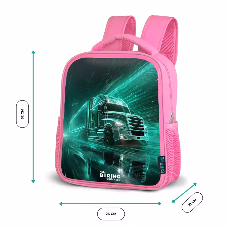 Vrachtwagen - Neon - Groen - Stad Kinderrugzak - Roze middel -productfoto_formaten