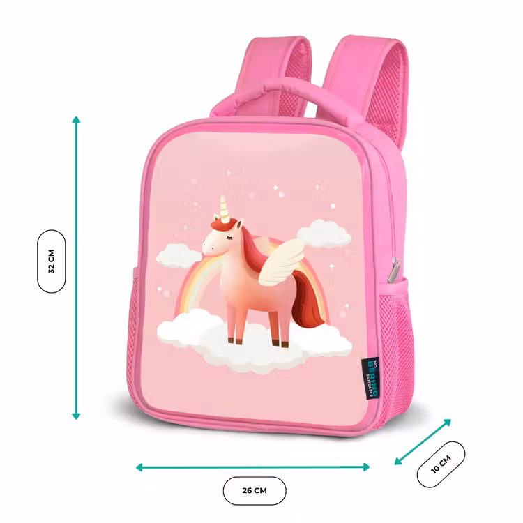 Eenhoorn - Vleugels - Roze - Regenboog Kinderrugzak - Roze middel -productfoto_formaten