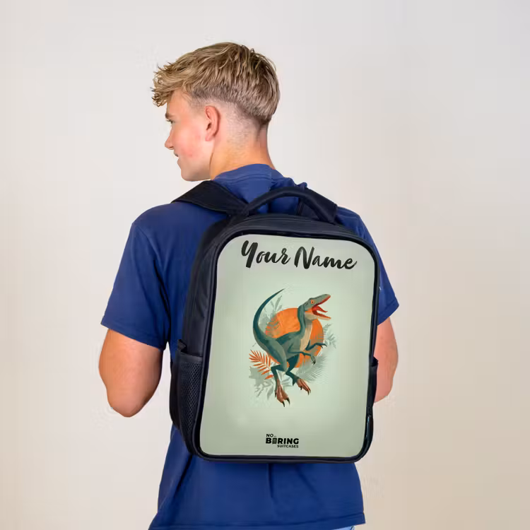 Dier - Dino - Natuur Rugzak - Zwart middel -sfeer8