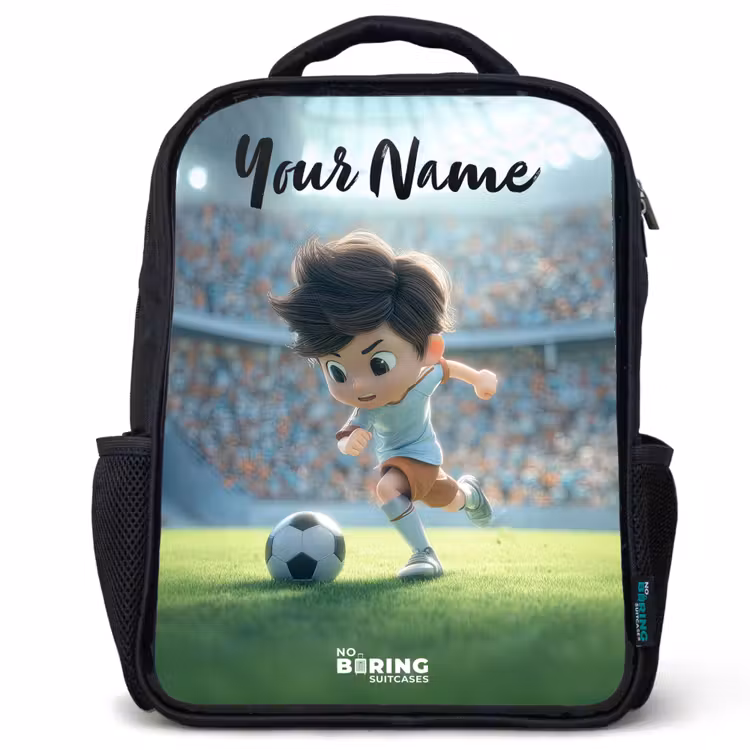 Jongen - Stadion - Voetbal - Zonlicht Rugzak - Zwart middel -3d