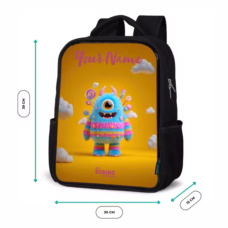 Snoep - Monster - Regenboog Rugzak - Zwart middel -productfoto_formaten