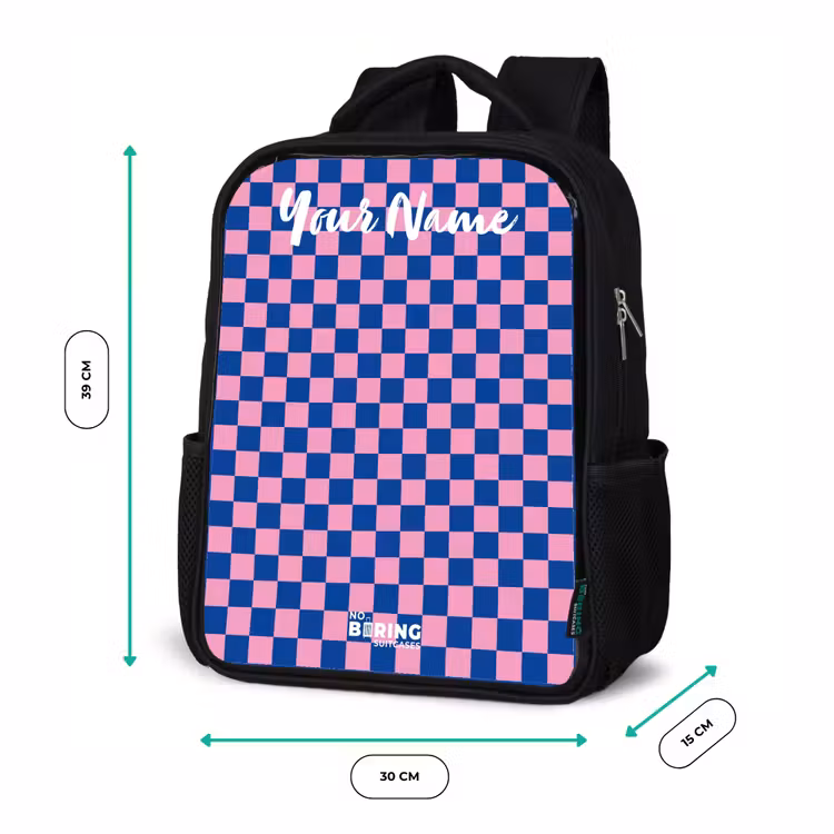 Blokjes - Blauw - Roze Rugzak - Zwart middel -productfoto_formaten