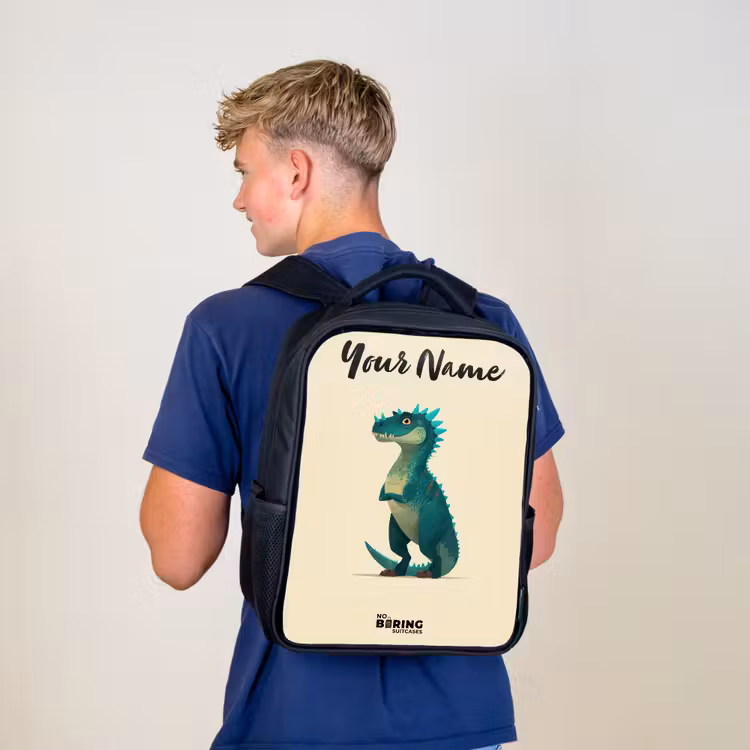 Dino - Dier - Blauw - Groen Rugzak - Zwart middel -sfeer8