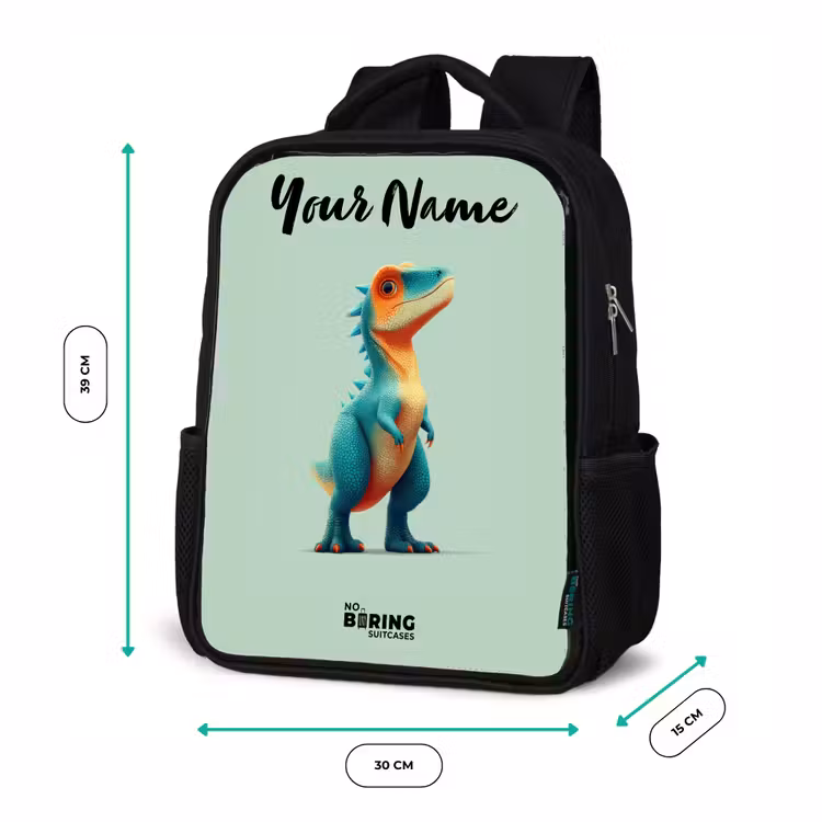 Dino - Dier - Groen - Oranje Rugzak - Zwart middel -productfoto_formaten