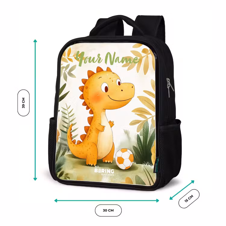Dino - Voetbal - Oranje Rugzak - Zwart middel -productfoto_formaten
