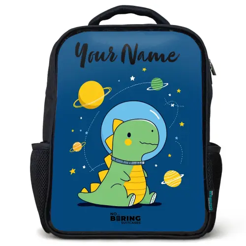 Dino - Planeet - Ster - Blauw Rugzak - Zwart middel -3d