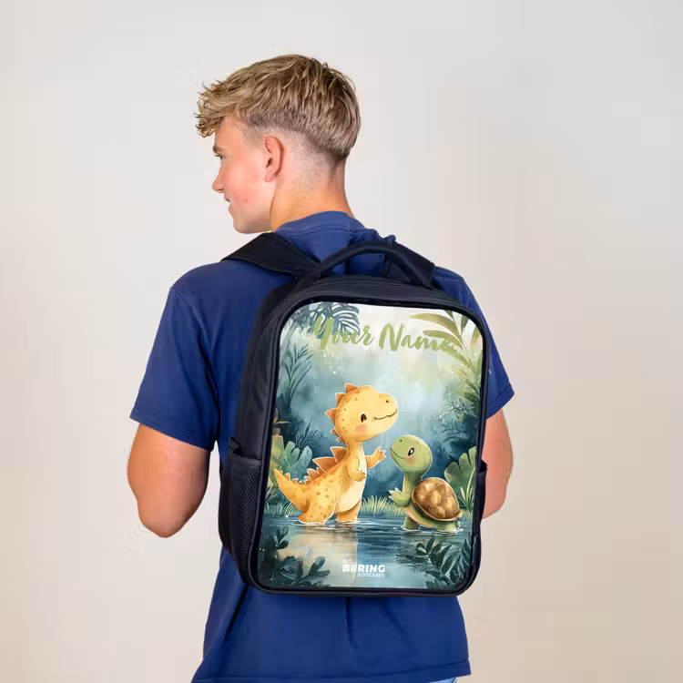Dino - Schildpad - Jungle Rugzak - Zwart middel -sfeer8