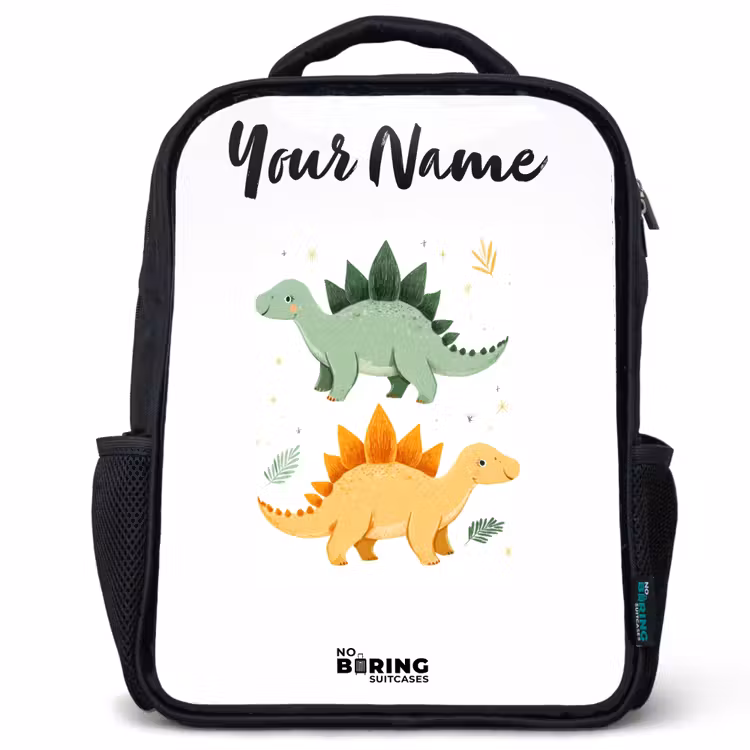 Dinos - Dieren - Groen - Oranje Rugzak - Zwart middel -3d