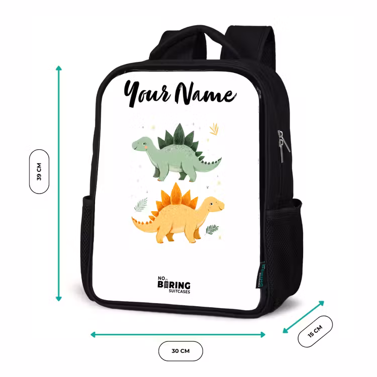 Dinos - Dieren - Groen - Oranje Rugzak - Zwart middel -productfoto_formaten