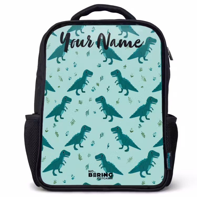 Dinos - Patroon - Groen Rugzak - Zwart middel -3d